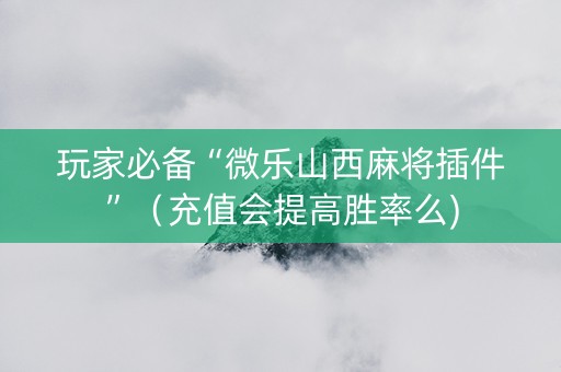 玩家必备“微乐山西麻将插件”（充值会提高胜率么)