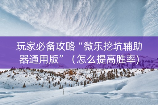 玩家必备攻略“微乐挖坑辅助器通用版”（怎么提高胜率)