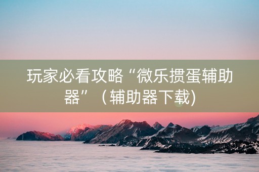 玩家必看攻略“微乐掼蛋辅助器”（辅助器下载)
