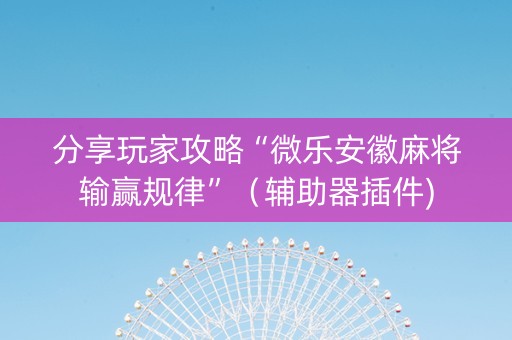 分享玩家攻略“微乐安徽麻将输赢规律”（辅助器插件)