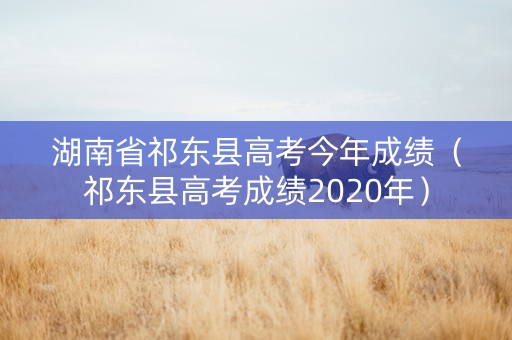 湖南省祁东县高考今年成绩（祁东县高考成绩2020年）