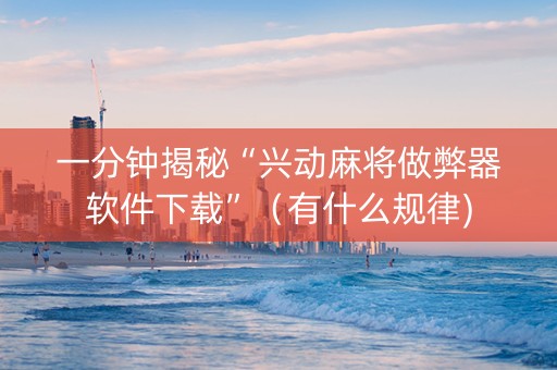 一分钟揭秘“兴动麻将做弊器软件下载”（有什么规律)