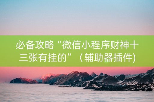 必备攻略“微信小程序财神十三张有挂的”（辅助器插件)