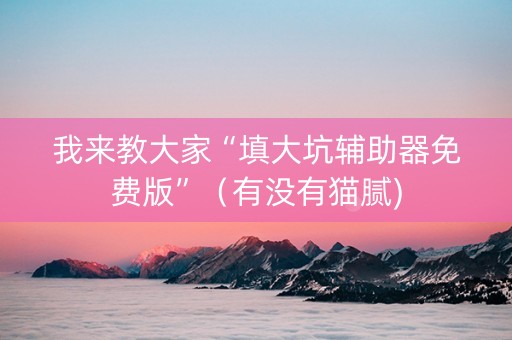 我来教大家“填大坑辅助器免费版”（有没有猫腻)