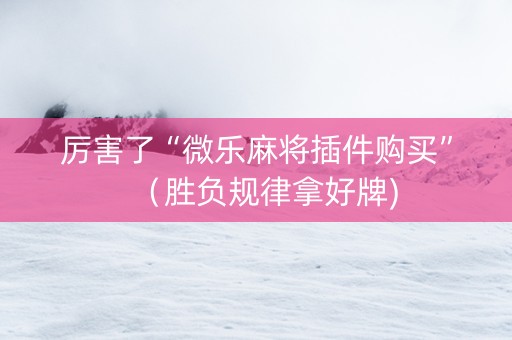 厉害了“微乐麻将插件购买”（胜负规律拿好牌)