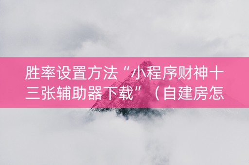 胜率设置方法“小程序财神十三张辅助器下载”（自建房怎么拿好牌)