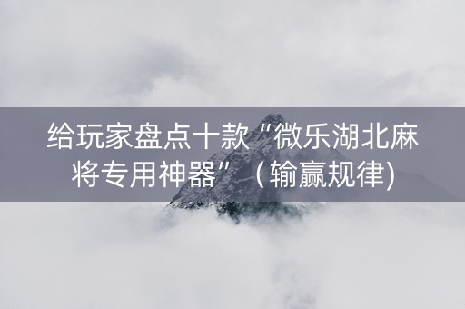 给玩家盘点十款“微乐湖北麻将专用神器”（输赢规律)