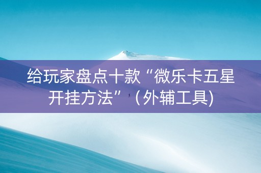 给玩家盘点十款“微乐卡五星开挂方法”（外辅工具)
