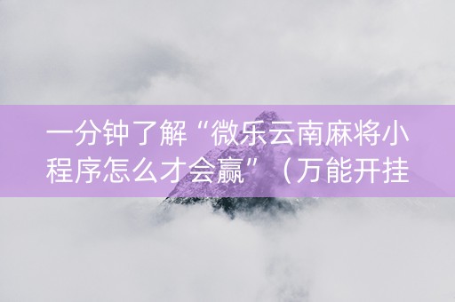一分钟了解“微乐云南麻将小程序怎么才会赢”（万能开挂神器)