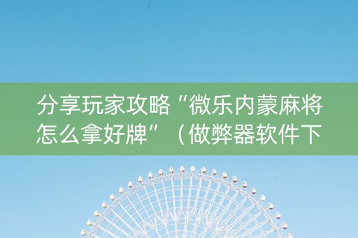 分享玩家攻略“微乐内蒙麻将怎么拿好牌”（做弊器软件下载)