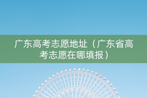广东高考志愿地址（广东省高考志愿在哪填报）