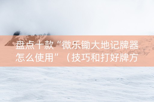 盘点十款“微乐锄大地记牌器怎么使用”（技巧和打好牌方法)