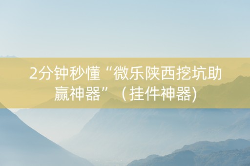 2分钟秒懂“微乐陕西挖坑助赢神器”（挂件神器)