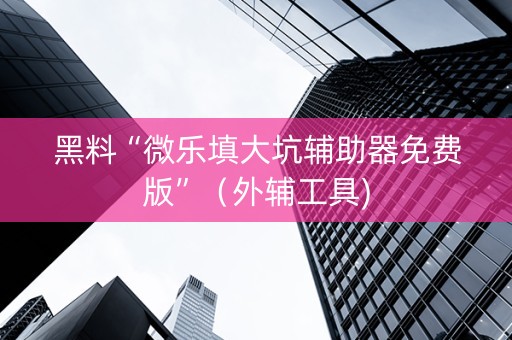 黑料“微乐填大坑辅助器免费版”（外辅工具)