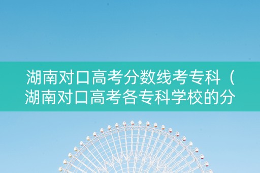 湖南对口高考分数线考专科（湖南对口高考各专科学校的分数线）