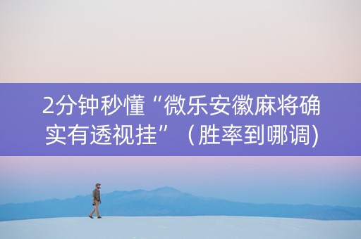2分钟秒懂“微乐安徽麻将确实有透视挂”（胜率到哪调)