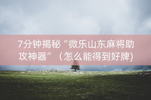7分钟揭秘“微乐山东麻将助攻神器”（怎么能得到好牌)