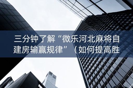 三分钟了解“微乐河北麻将自建房输赢规律”（如何提高胜率)