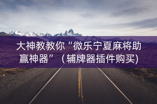 大神教教你“微乐宁夏麻将助赢神器”（辅牌器插件购买)