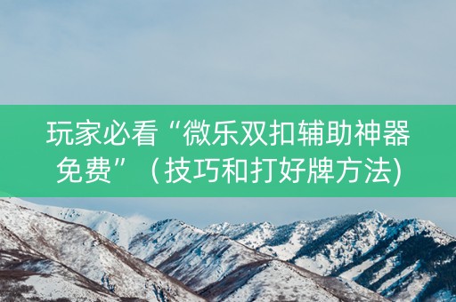玩家必看“微乐双扣辅助神器免费”（技巧和打好牌方法)