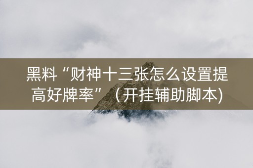 黑料“财神十三张怎么设置提高好牌率”（开挂辅助脚本)