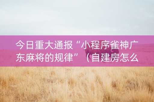 今日重大通报“小程序雀神广东麻将的规律”（自建房怎么拿好牌)
