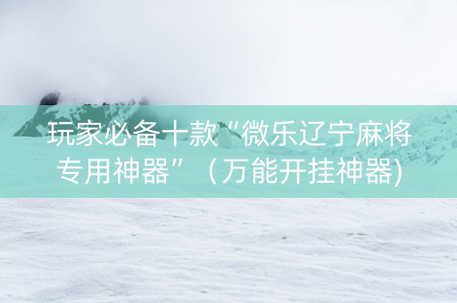 玩家必备十款“微乐辽宁麻将专用神器”（万能开挂神器)