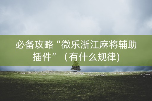 必备攻略“微乐浙江麻将辅助插件”（有什么规律)