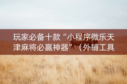 玩家必备十款“小程序微乐天津麻将必赢神器”（外辅工具)