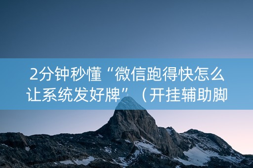2分钟秒懂“微信跑得快怎么让系统发好牌”（开挂辅助脚本)