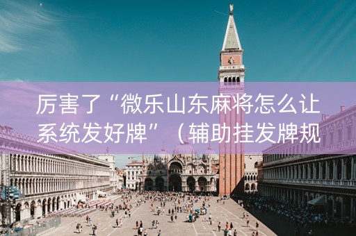 厉害了“微乐山东麻将怎么让系统发好牌”（辅助挂发牌规律)