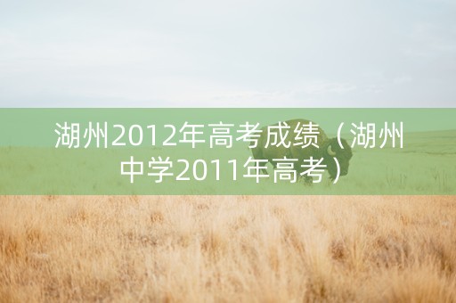 湖州2012年高考成绩（湖州中学2011年高考）