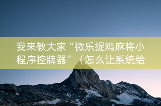 我来教大家“微乐捉鸡麻将小程序控牌器”（怎么让系统给自己好牌)