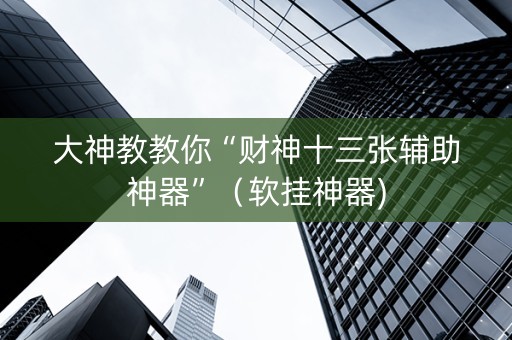 大神教教你“财神十三张辅助神器”（软挂神器)