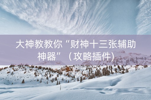 大神教教你“财神十三张辅助神器”（攻略插件)