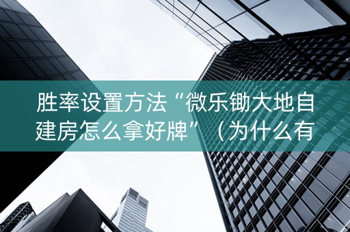 胜率设置方法“微乐锄大地自建房怎么拿好牌”（为什么有人一直赢)