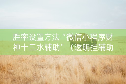 胜率设置方法“微信小程序财神十三水辅助”（透明挂辅助器)