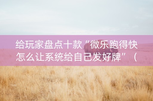 给玩家盘点十款“微乐跑得快怎么让系统给自己发好牌”（好友房怎么才能赢)
