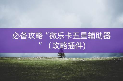 必备攻略“微乐卡五星辅助器”（攻略插件)