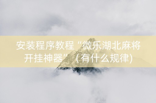安装程序教程“微乐湖北麻将开挂神器”（有什么规律)