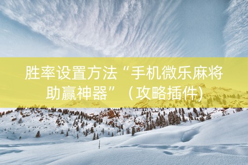 胜率设置方法“手机微乐麻将助赢神器”（攻略插件)