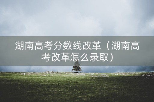 湖南高考分数线改革（湖南高考改革怎么录取）