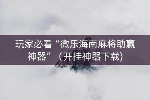 玩家必看“微乐海南麻将助赢神器”（开挂神器下载)