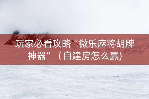 玩家必看攻略“微乐麻将胡牌神器”（自建房怎么赢)