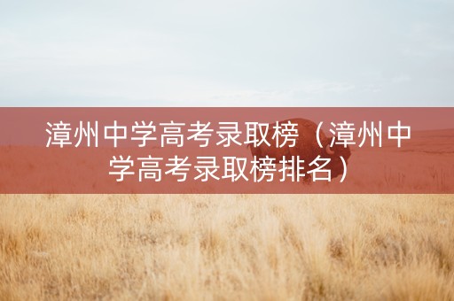漳州中学高考录取榜（漳州中学高考录取榜排名）