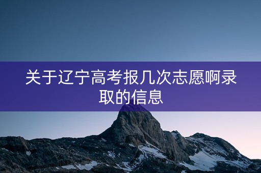 关于辽宁高考报几次志愿啊录取的信息
