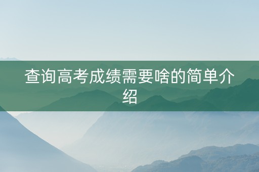 查询高考成绩需要啥的简单介绍
