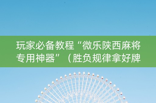 玩家必备教程“微乐陕西麻将专用神器”（胜负规律拿好牌)