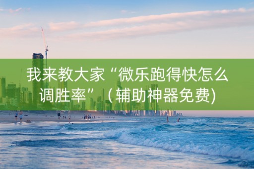 我来教大家“微乐跑得快怎么调胜率”（辅助神器免费)