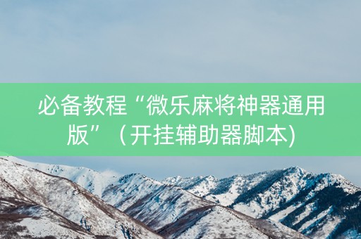 必备教程“微乐麻将神器通用版”（开挂辅助器脚本)